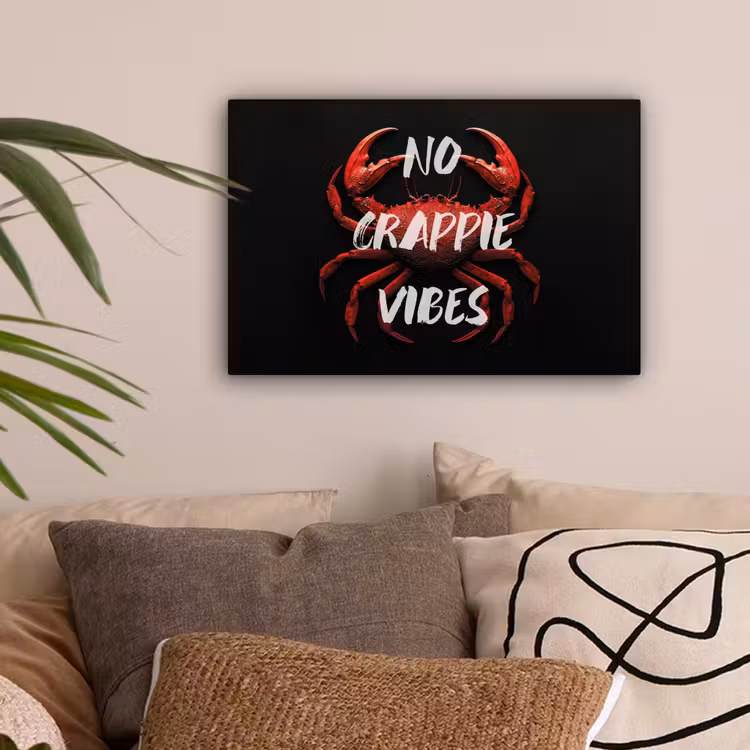 Krab - Rood - Tekst - Zwart canvas 2cm klein -sfeer1