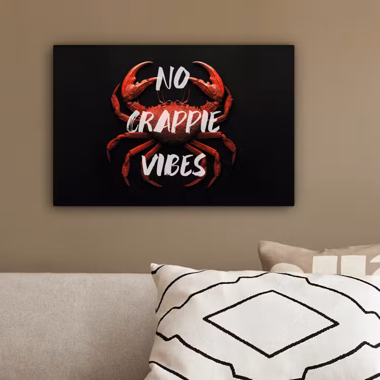 Krab - Rood - Tekst - Zwart canvas 2cm klein -sfeer3