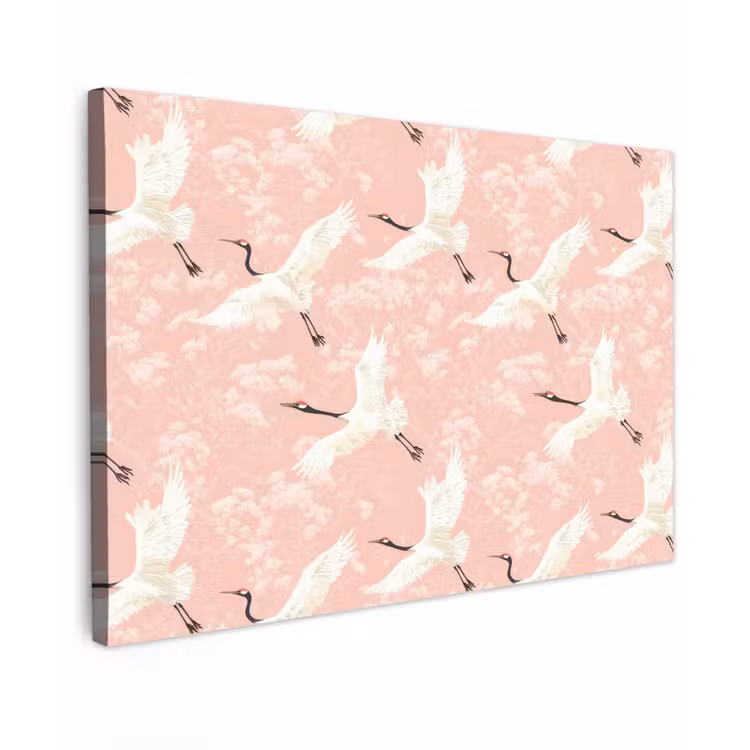 Kraanvogels - Bloesem - Roze canvas 2cm klein 34 -z3d
