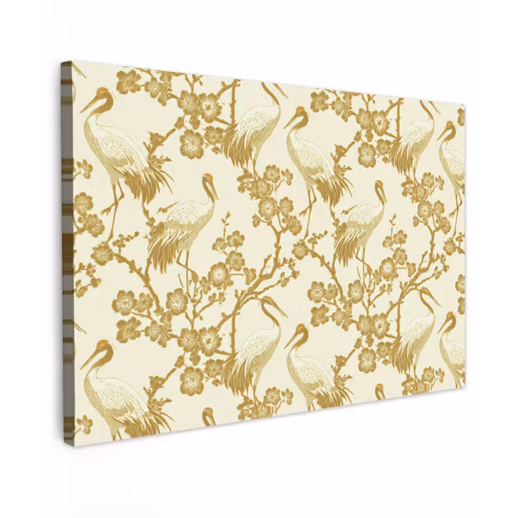 Kraanvogels - Kersenbloesem - Goud canvas 2cm klein 34 -z3d