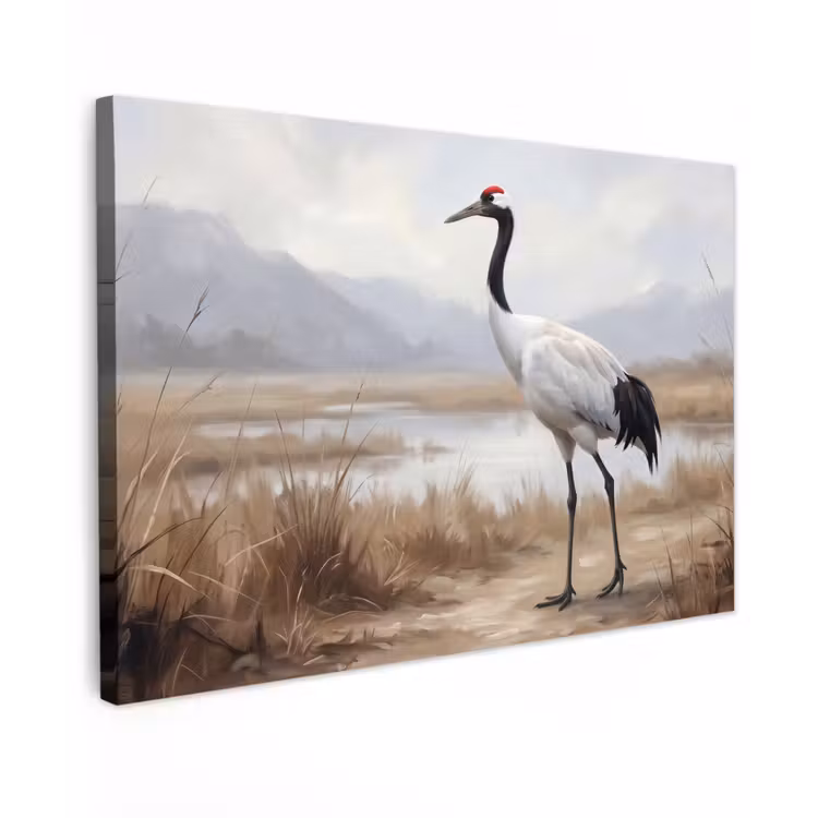 Kraanvogel - Natuur - Realistisch canvas 2cm klein -z3d