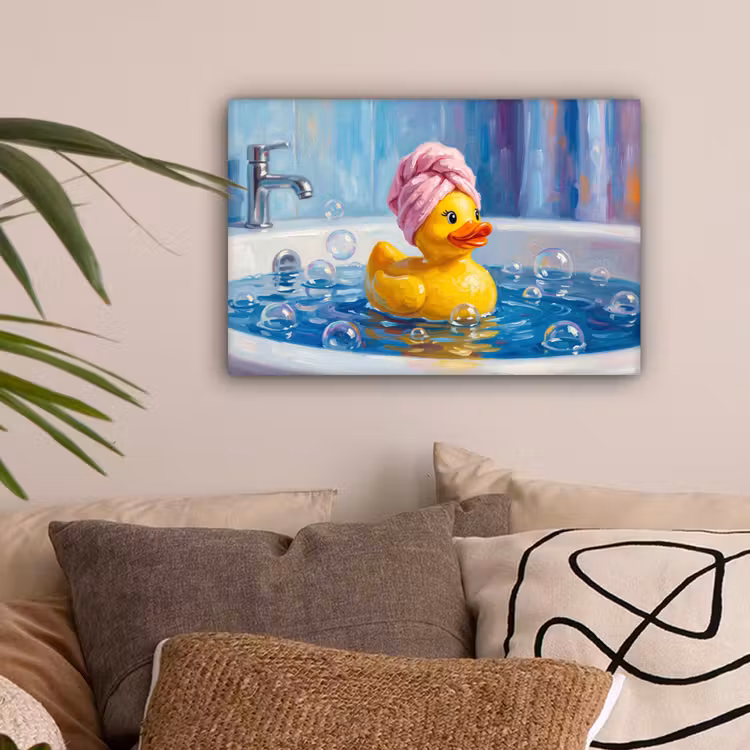 Creatief - Badeend - Kleurrijk canvas 2cm klein -sfeer1