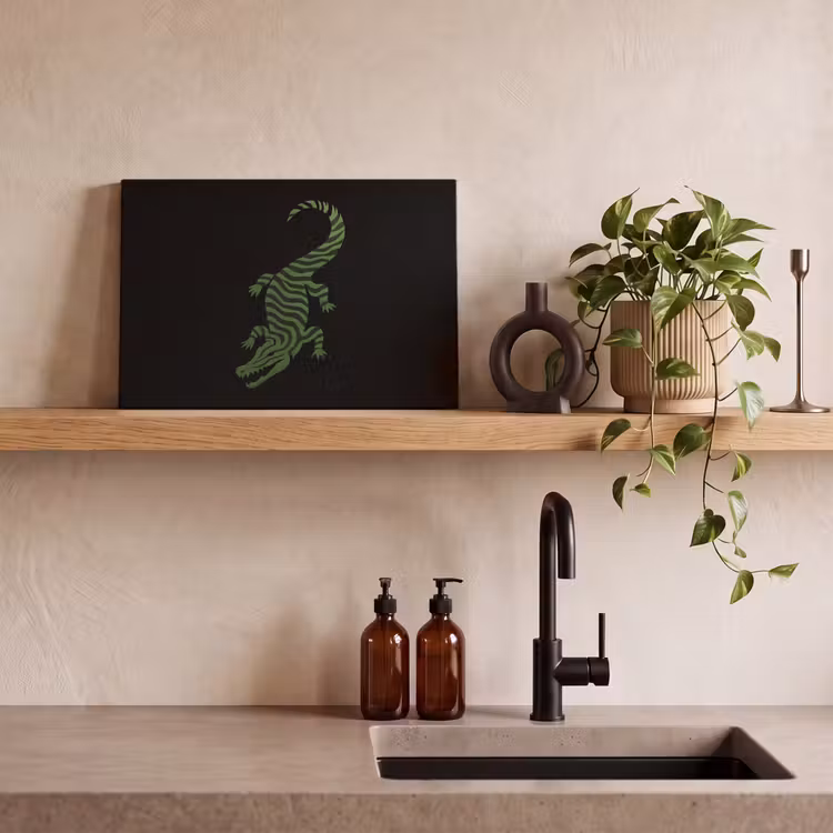 Krokodil - Groen - Tijgerachtig - Strepen canvas 2cm klein -sfeer3