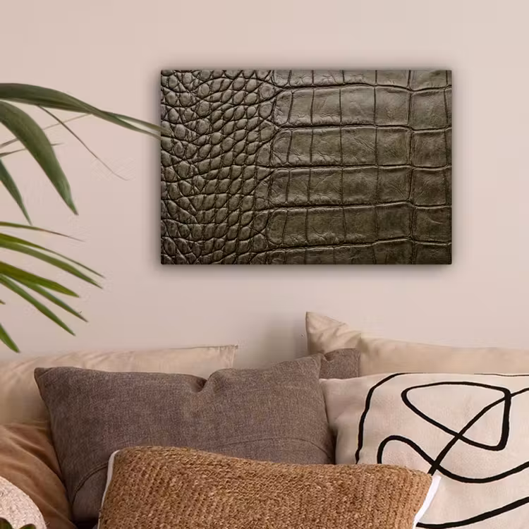 Krokodillenleer - Structuur - Groen canvas 2cm klein -sfeer1