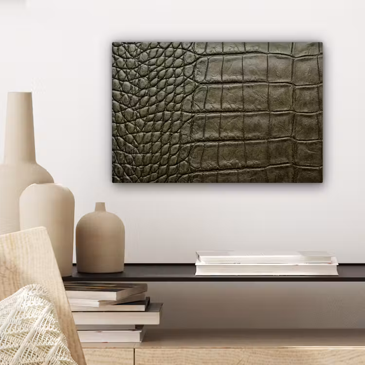 Krokodillenleer - Structuur - Groen canvas 2cm klein -sfeer6