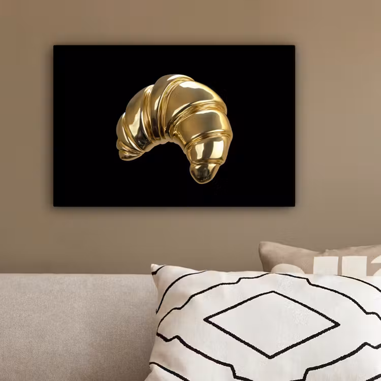 Croissant - Brood - Goud - Zwart canvas 2cm klein -sfeer3