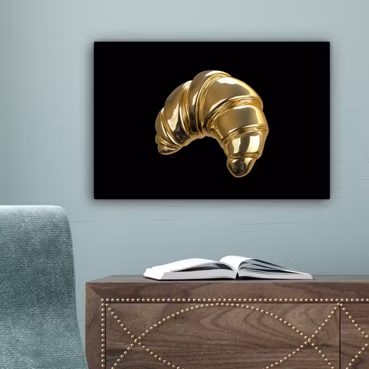 Croissant - Brood - Goud - Zwart canvas 2cm klein -sfeer4