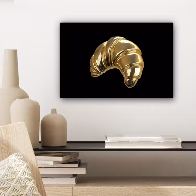 Croissant - Brood - Goud - Zwart canvas 2cm klein -sfeer6