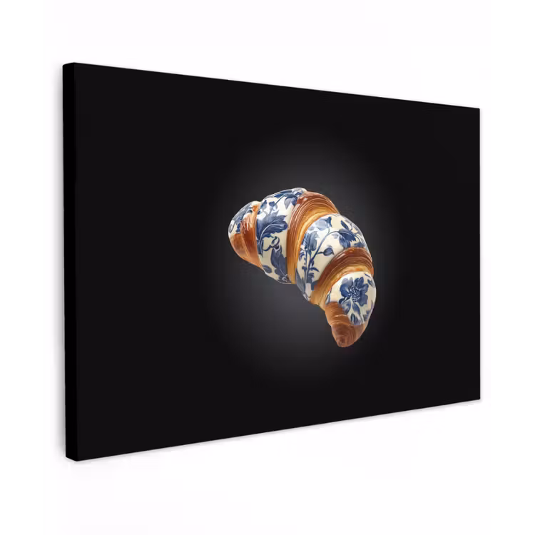 Croissant - Bloemenpatroon - Delftsblauw canvas 2cm klein -z3d