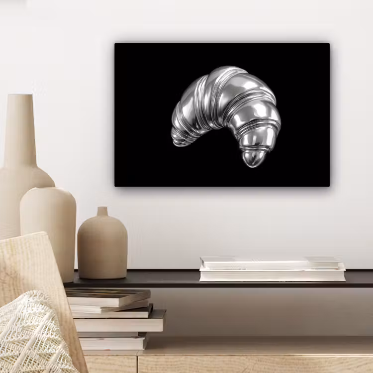 Croissant - Metaal - Zilver canvas 2cm klein -sfeer6
