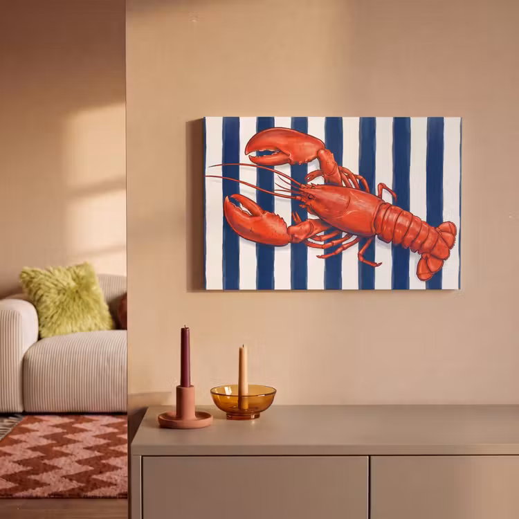 Schaaldier - Kreeft - Marine - Illustratie - Rood canvas 2cm klein -sfeer1