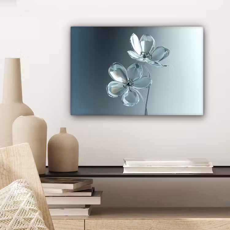 Kristal - Bloemen - Grijs canvas 2cm klein -sfeer6