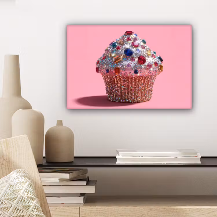 Cupcake - Kleurrijk - Edelstenen canvas 2cm klein -sfeer6