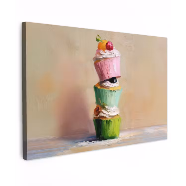 Cupcakes - Gestapeld - Kleurrijk - Fruit canvas 2cm klein -z3d