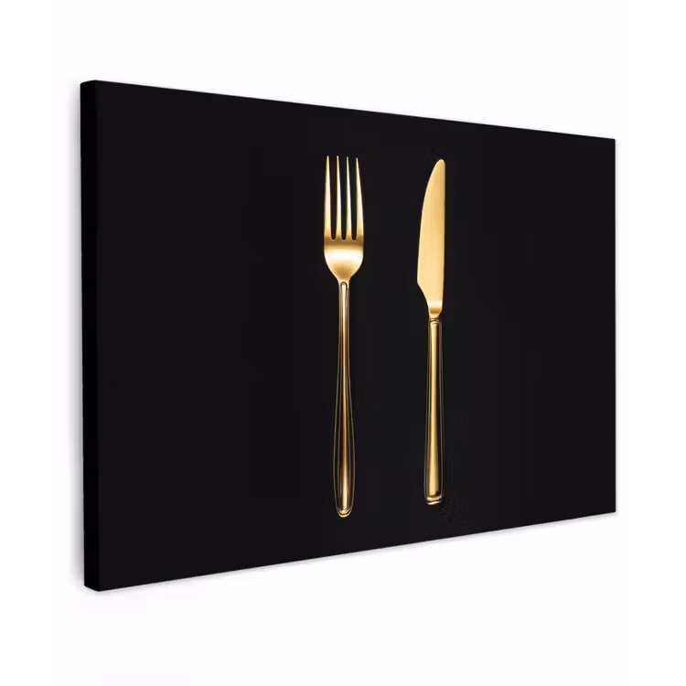 Bestek - Goud - Mes - Vork canvas 2cm klein -z3d