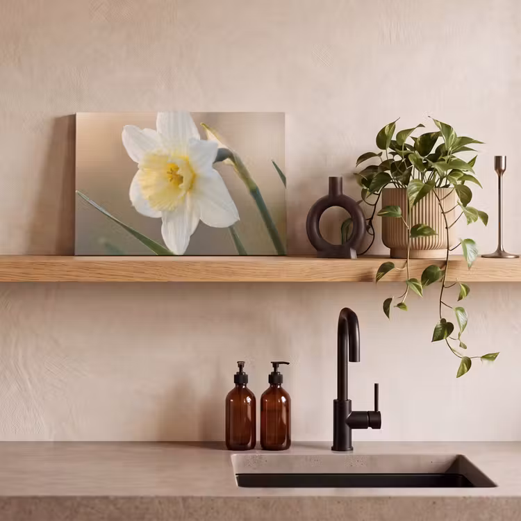 Narcis - Bloem - Minimalistisch canvas 2cm klein -sfeer3