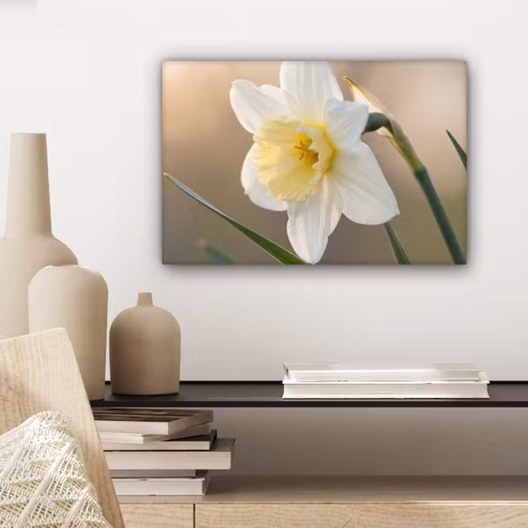 Narcis - Bloem - Minimalistisch canvas 2cm klein -sfeer6
