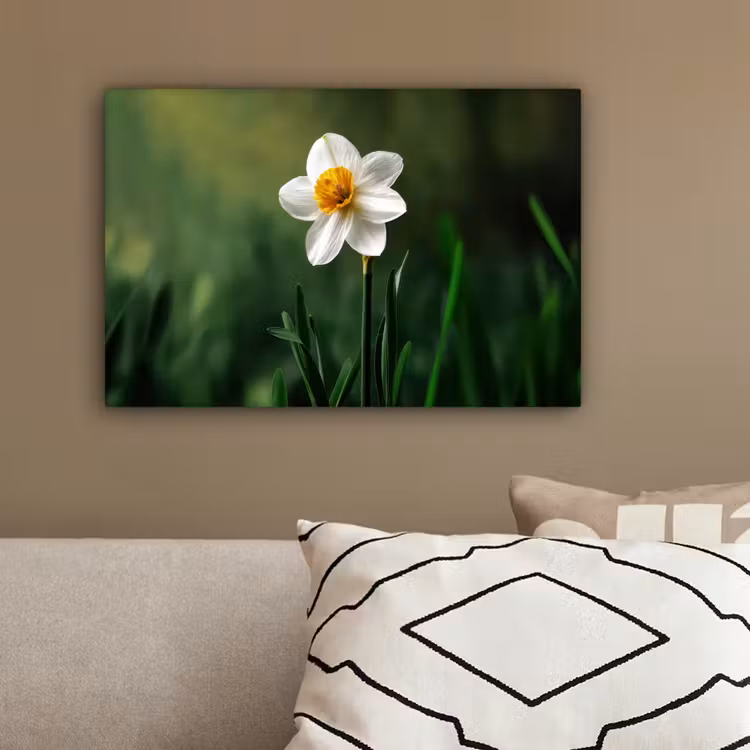 Narcis - Bloem - Wit - Grassprieten canvas 2cm klein -sfeer3