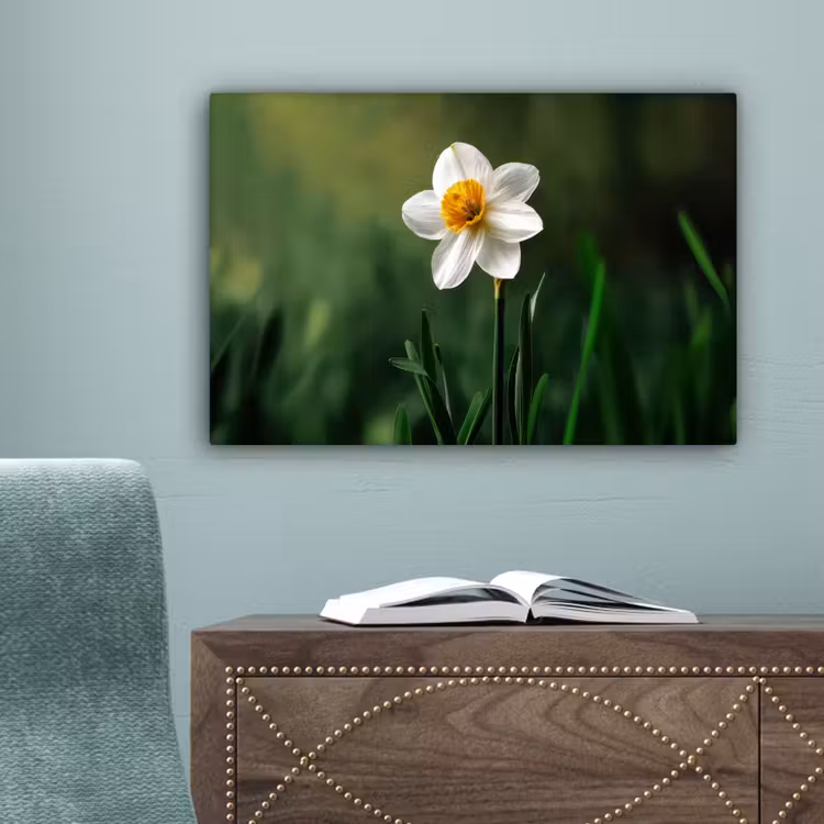 Narcis - Bloem - Wit - Grassprieten canvas 2cm klein -sfeer4