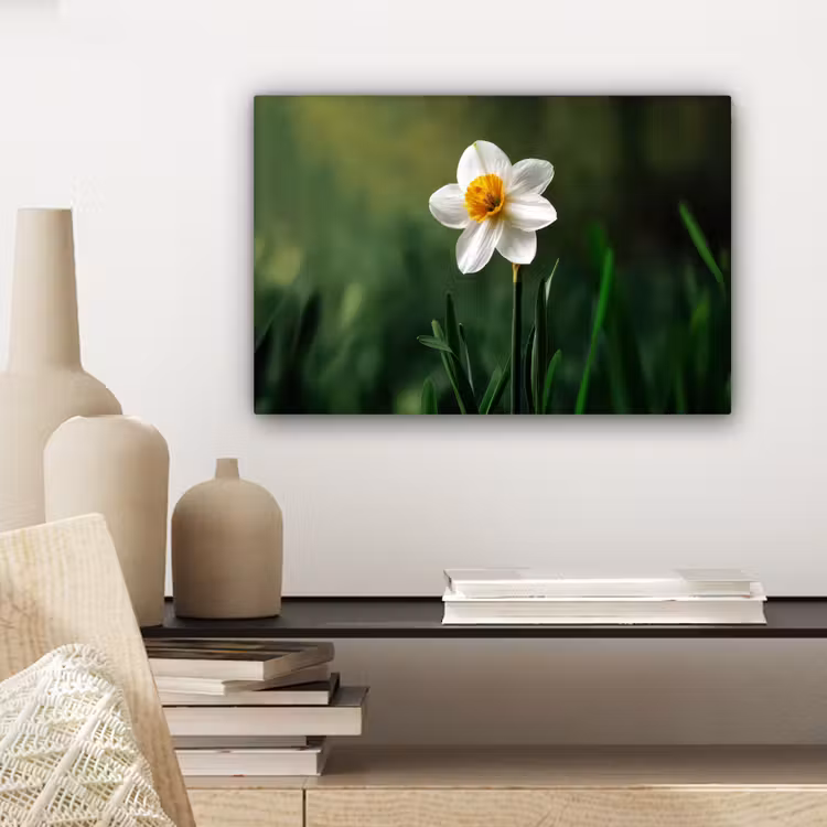 Narcis - Bloem - Wit - Grassprieten canvas 2cm klein -sfeer6