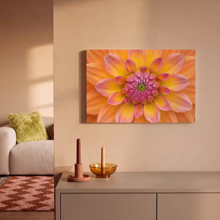 Dahlia - Bloem - Oranje canvas 2cm klein -sfeer1