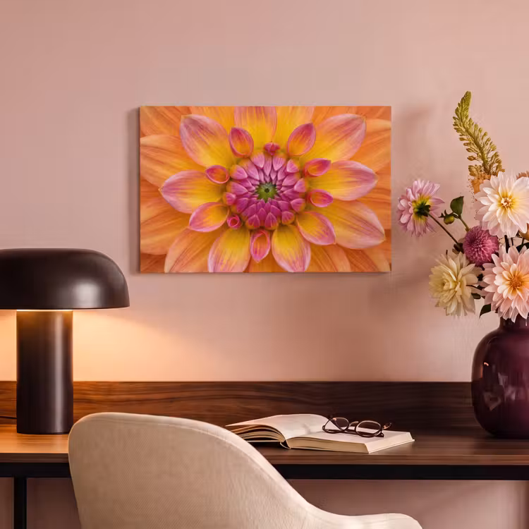 Dahlia - Bloem - Oranje canvas 2cm klein -sfeer4