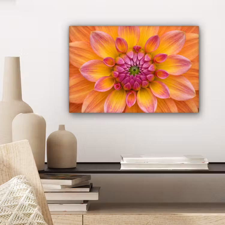 Dahlia - Bloem - Oranje canvas 2cm klein -sfeer6