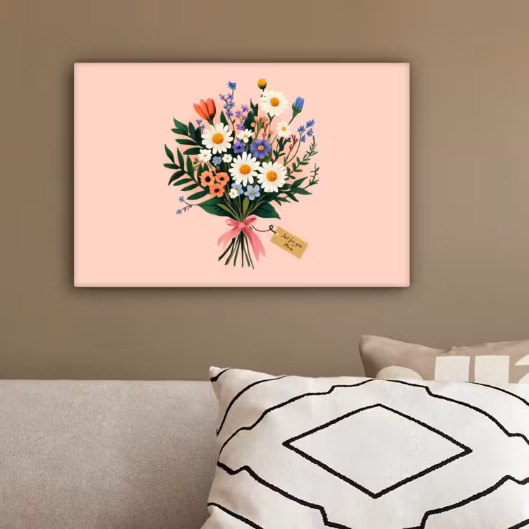 Margrieten - Boeket - Strikje - Roze canvas 2cm klein -sfeer3