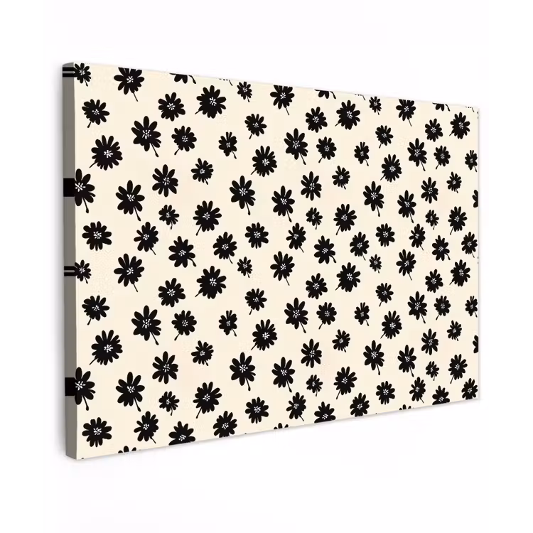 Madeliefjes - Grafisch - Zwart - Beige canvas 2cm klein 34 -z3d