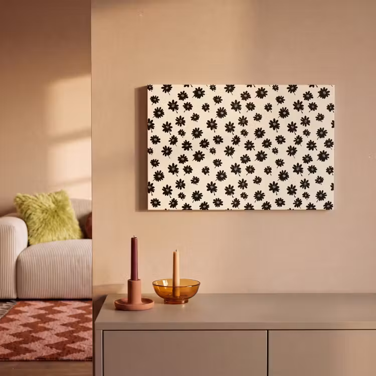 Madeliefjes - Grafisch - Zwart - Beige canvas 2cm klein 34 -sfeer1