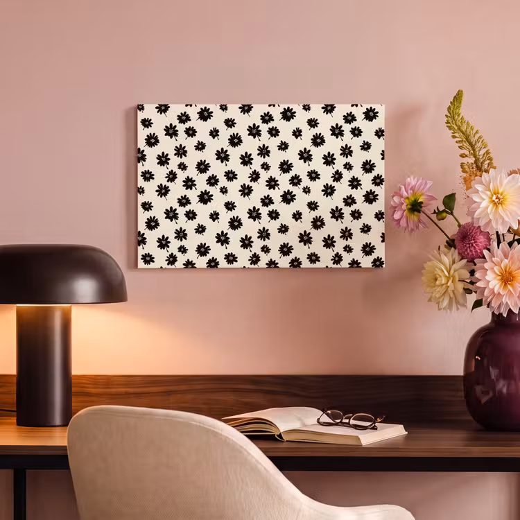 Madeliefjes - Grafisch - Zwart - Beige canvas 2cm klein 34 -sfeer4