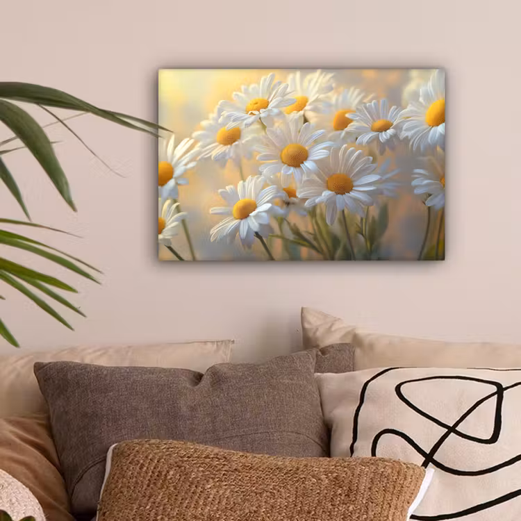 Madeliefjes - Wit - Zonlicht canvas 2cm klein -sfeer1