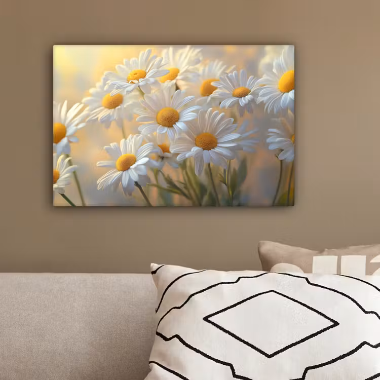 Madeliefjes - Wit - Zonlicht canvas 2cm klein -sfeer3