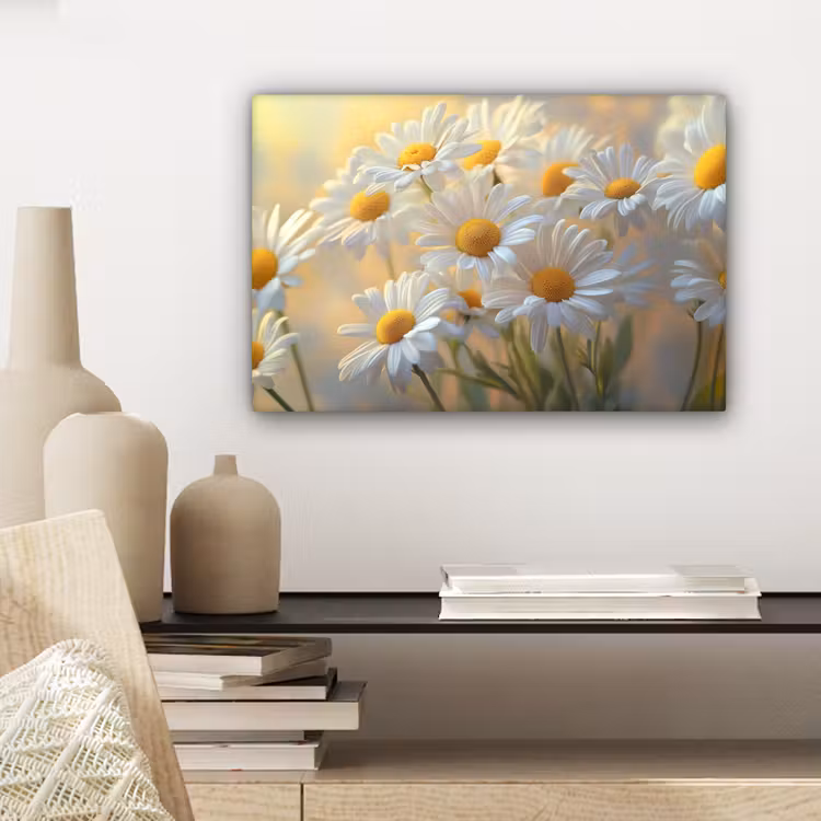 Madeliefjes - Wit - Zonlicht canvas 2cm klein -sfeer6