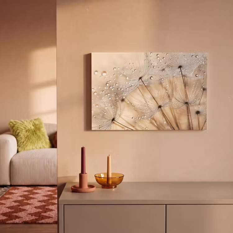 Paardenbloem - Abstract - Natuur - Beige canvas 2cm klein -sfeer1