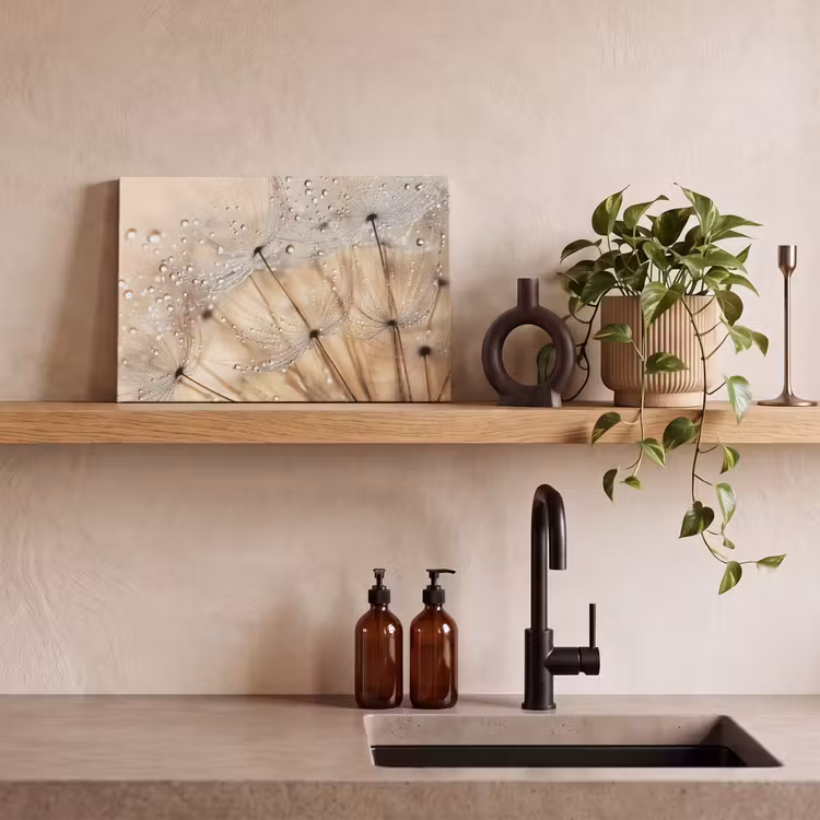 Paardenbloem - Abstract - Natuur - Beige canvas 2cm klein -sfeer3