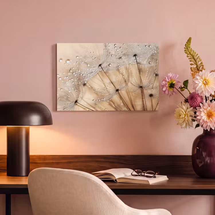 Paardenbloem - Abstract - Natuur - Beige canvas 2cm klein -sfeer4