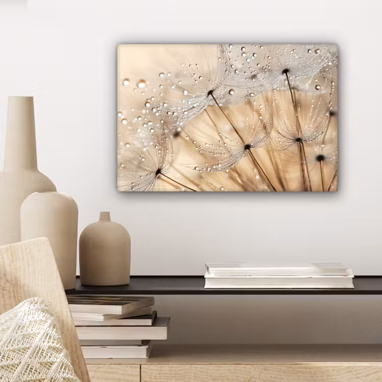 Paardenbloem - Abstract - Natuur - Beige canvas 2cm klein -sfeer6