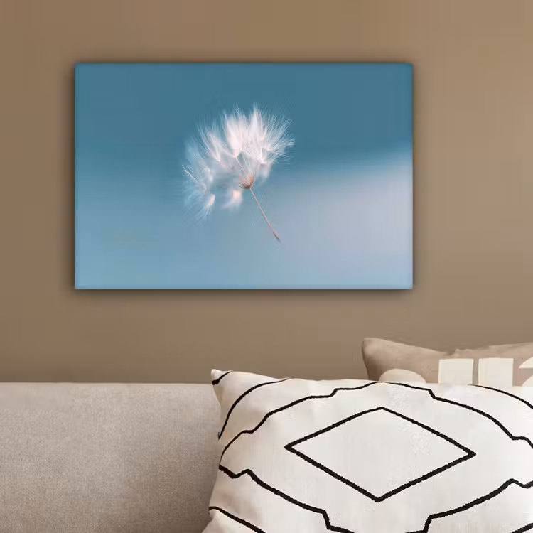 Paardenbloempluisje - Blauw - Lucht canvas 2cm klein -sfeer3