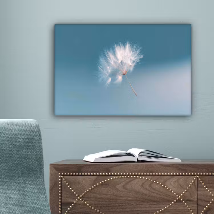 Paardenbloempluisje - Blauw - Lucht canvas 2cm klein -sfeer4