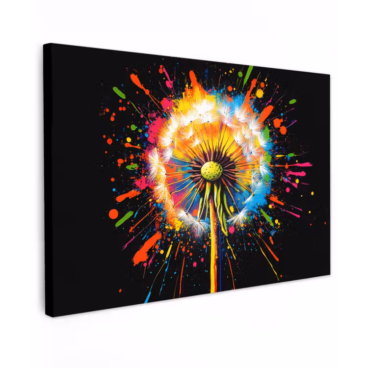 Paardenbloem - Graffiti - Kleurrijk - Bloemen - Natuur canvas 2cm klein -z3d