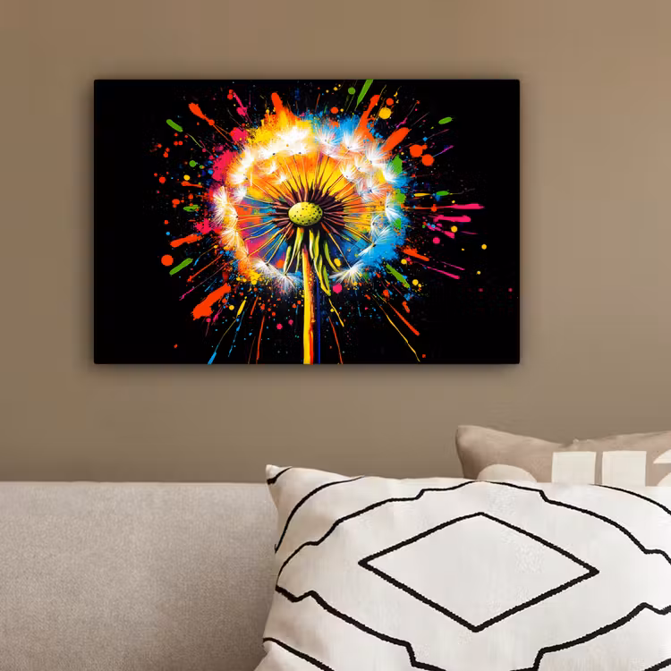 Paardenbloem - Graffiti - Kleurrijk - Bloemen - Natuur canvas 2cm klein -sfeer3
