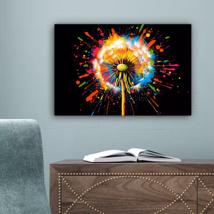 Paardenbloem - Graffiti - Kleurrijk - Bloemen - Natuur canvas 2cm klein -sfeer4