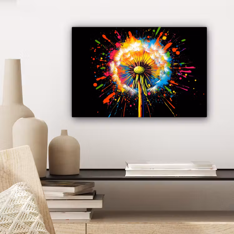 Paardenbloem - Graffiti - Kleurrijk - Bloemen - Natuur canvas 2cm klein -sfeer6