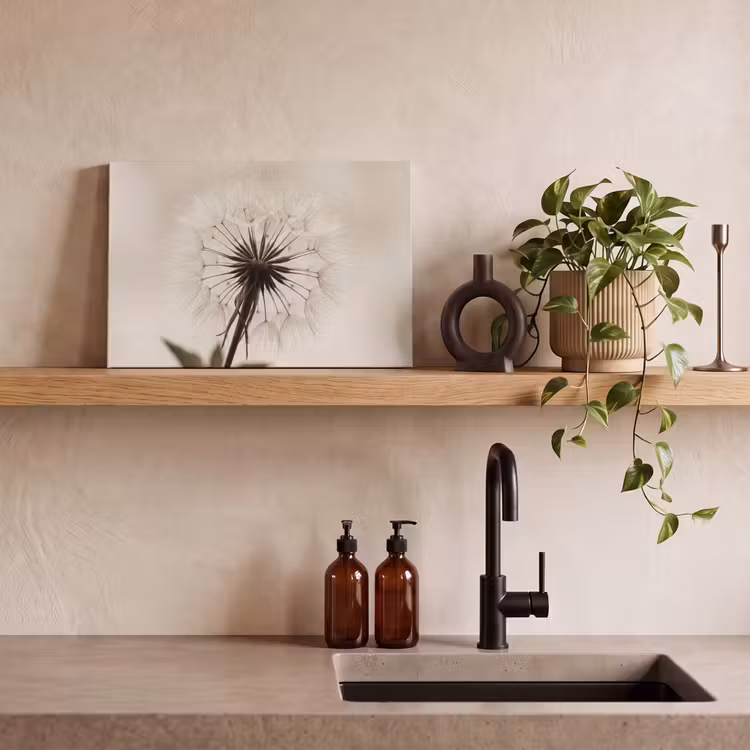 Paardenbloem - Minimalistisch - Wit canvas 2cm klein -sfeer3