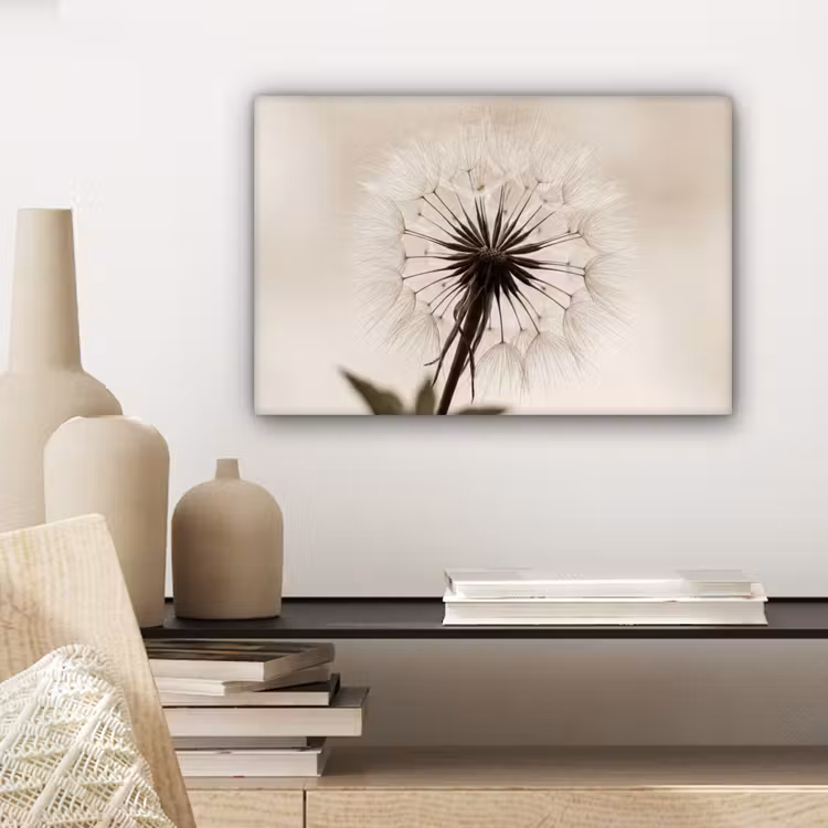 Paardenbloem - Minimalistisch - Wit canvas 2cm klein -sfeer6