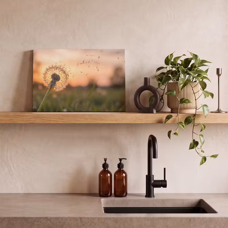 Paardenbloem - Zonsondergang - Veld canvas 2cm klein -sfeer3