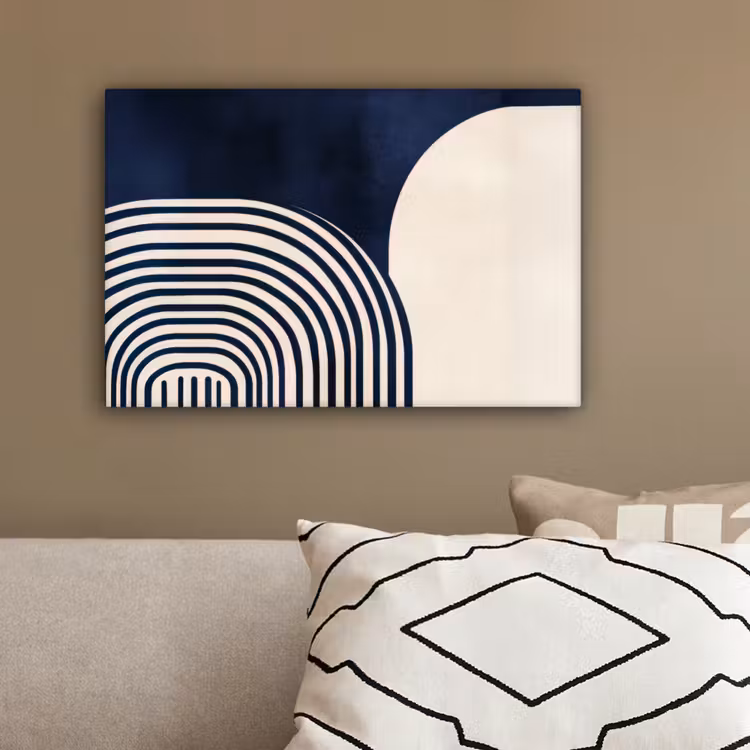 Donkerblauw - Abstract - Lijnen canvas 2cm klein -sfeer3