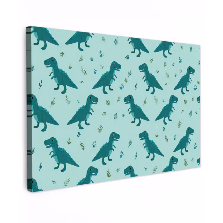 Donkergroen - Dinosaurussen - Afdrukken - Bladeren canvas 2cm klein -z3d
