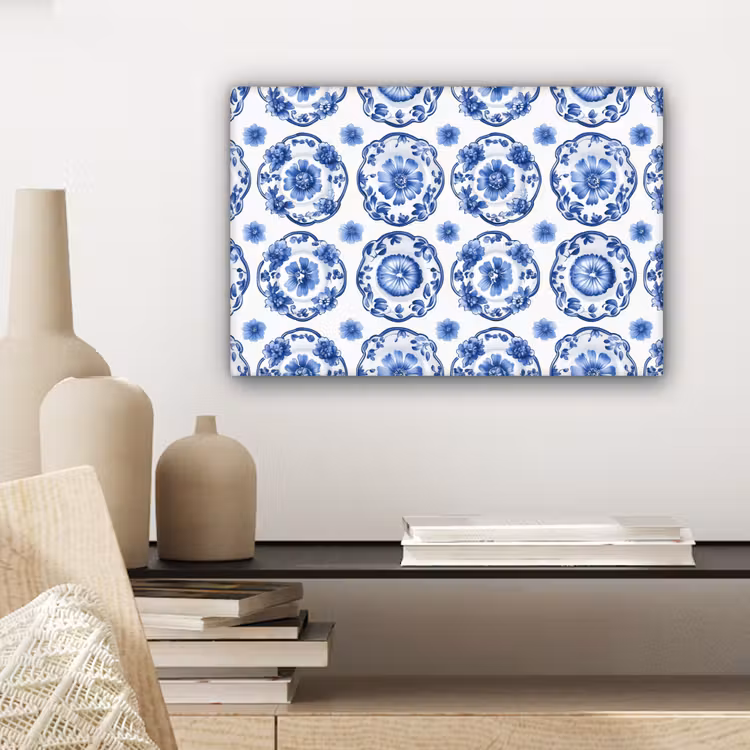 Sierborden - Bloemen - Blauw canvas 2cm klein 34 -sfeer6